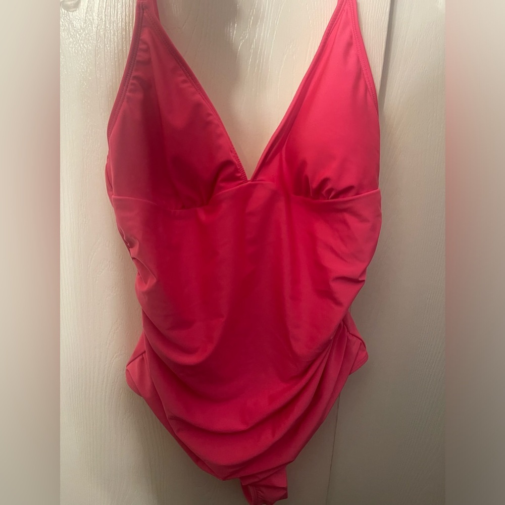 One piece bathing suit hot pink